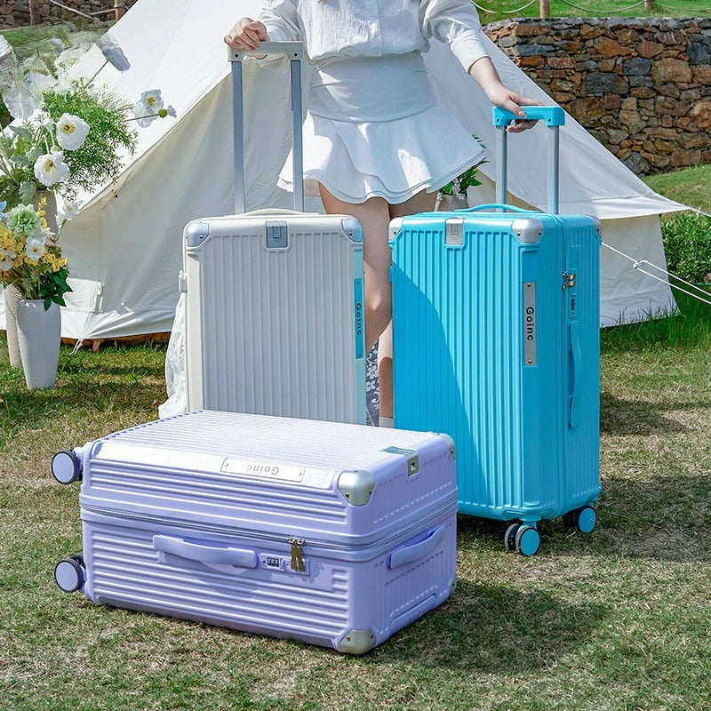 Trolley Luggage Bag Combination Lock Zipper Travel Suitcase on Wheels Large Capacity ABS+PC Lightweight Luggage