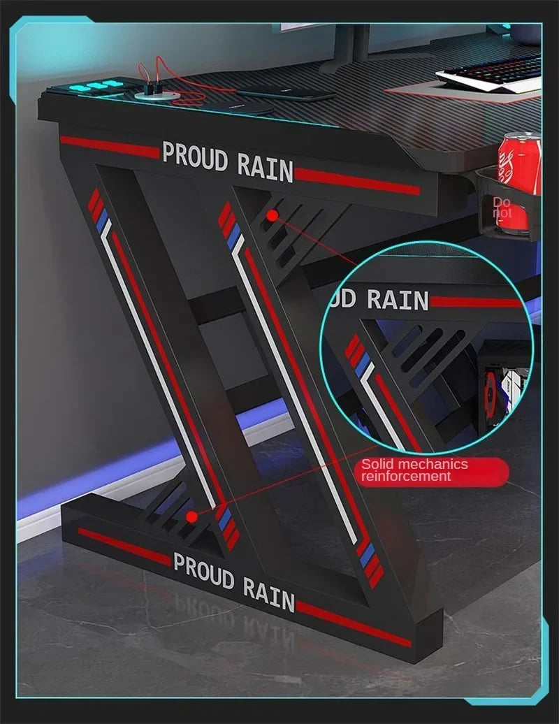 Light Luxury Gaming Table Carbon Fiber Computer Desks and Chair Set European Office Furniture Home Iron Bedroom Writing Table GL