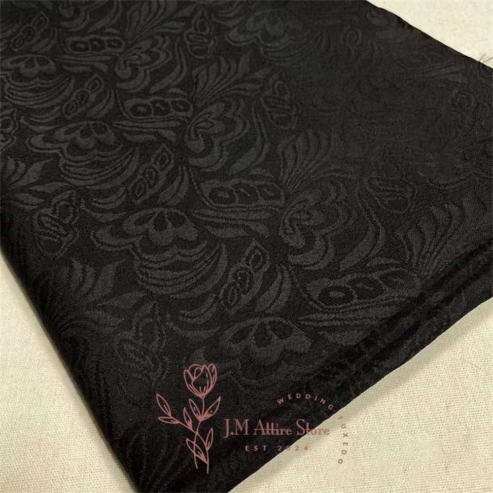 Formal Men's Suits 2 Pieces Blazer Pants Black Jacquard Set for Wedding Dinner Dating Ceremony Banquet Luxury Custom Tuxedo 