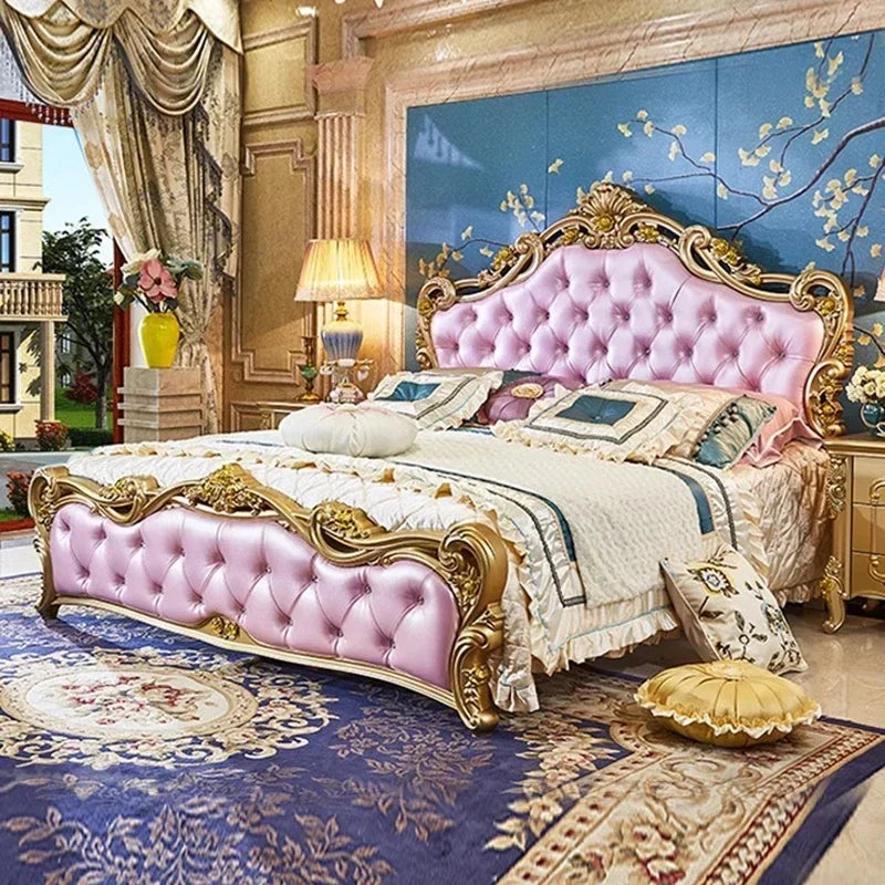 Luxury Human Bedroom Set Wooden Sleeping Letti E Mobili Nordic Furniture Large Princess Master Bedroom Set Double Villa High - Kimlud