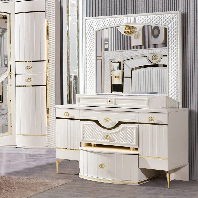 A Factory Price Luxury Bedroom Set Furniture king Size Bed Furniture with Led Light Bedroom Furniture Sets