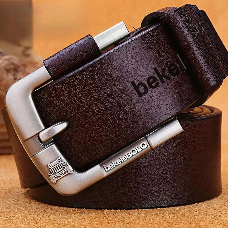 Men's Belt New Fashionable Men's Luxury Designer Belt 3.8cm Cowhide Belt Pin Buckle Men's Genuine Leather Belt 105-125cm