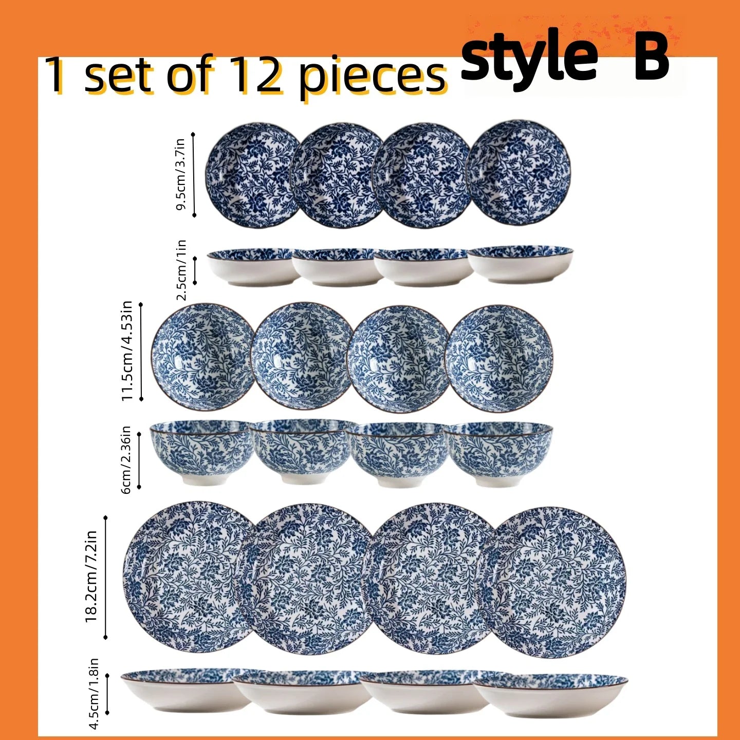 Japanese - style blue and white hand - painted 4.5 - inch ceramic bowl, retro - style rice bowl for home use. | Kimlud...