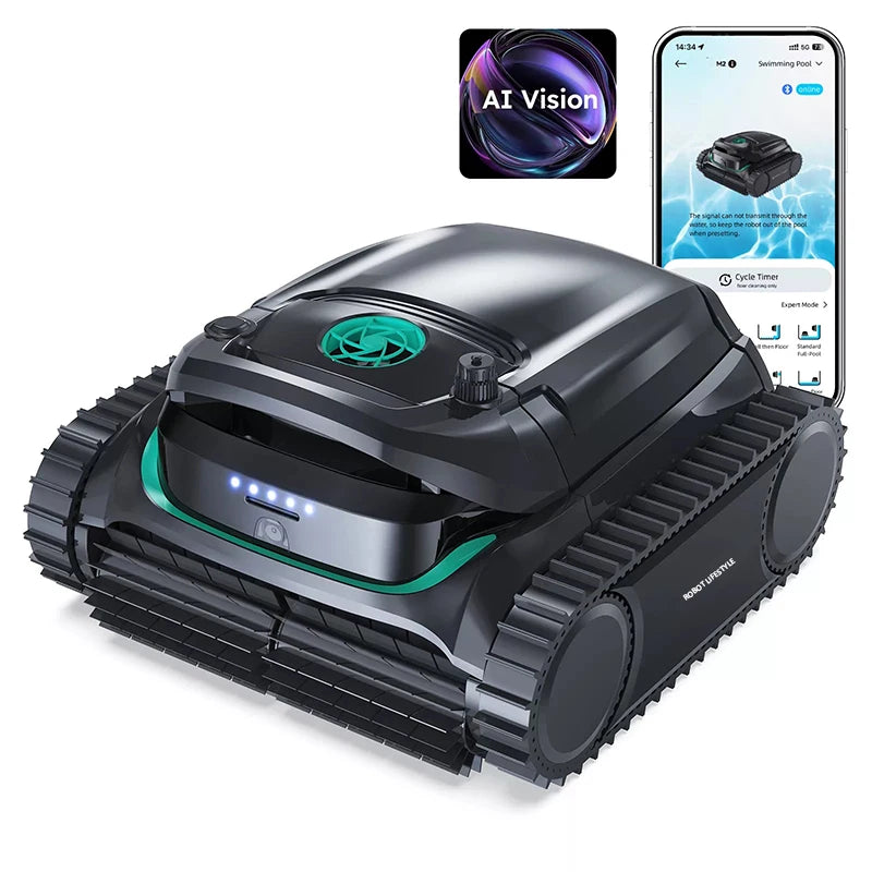 Cordless Robot Pool Cleaner M2 for Big Swimming Pools Battery 10000mAh Visual Actively Scheduled Cleaning Dual-layer Filtration