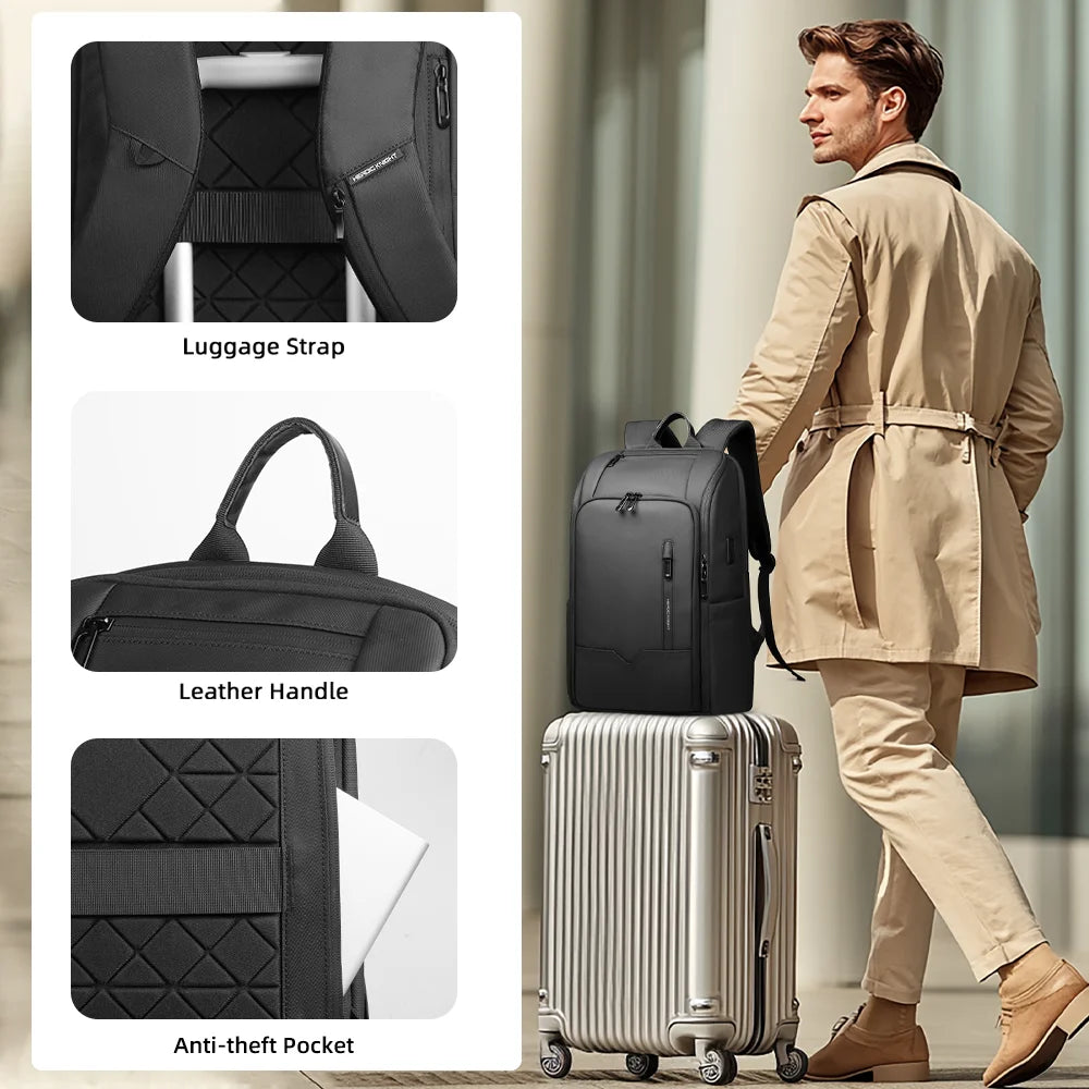 Heroic Knight Business Backpack Men Waterproof Large Capacity Work Trip Backpack Fashion Multifunctional Laptop Pack Fits 15.6"