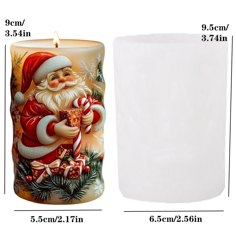 2025 Christmas House Fragrance Candle Silicone Mold Santa Claus Santa Claus Knocking On Door Giving Gifts Resin Plaster Molds