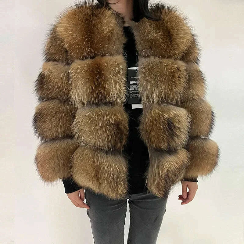 2024 maomaokong Super Hot Winter Women Luxury Thick Real Raccoon Fur Coat Natural Fox Fur Jacket Plus Size Jackets Female Vest