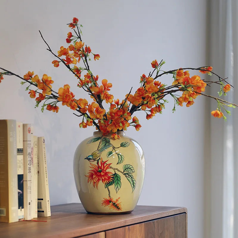 New Chinese-style ceramic vase, high-end painted vase, living room home decoration art piece - Kimlud