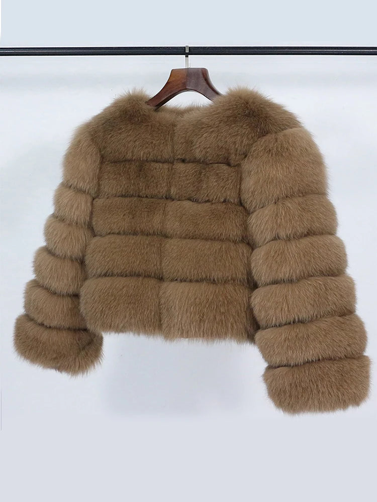 OFTBUY 2022 Winter Jacket Women Real Fox Fur Coat Natural Fox Fur Outerwear O-neck Three Quarter Sleeve Thick Warm Fashion New