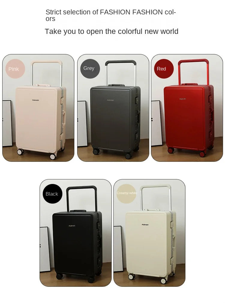 Travel Suitcase Aluminium Frame Wide Trolley Luggage Female Large Capacity Mute Universal Wheel Password Box Carry on...