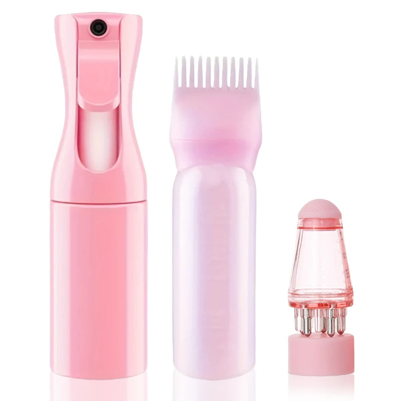 1/2pcs Hair Dye Tool Set Pink 6.09oz Hair Oil Applicator Bottle and1ml Dil Hair Growth Solid Hair Comb Salon...