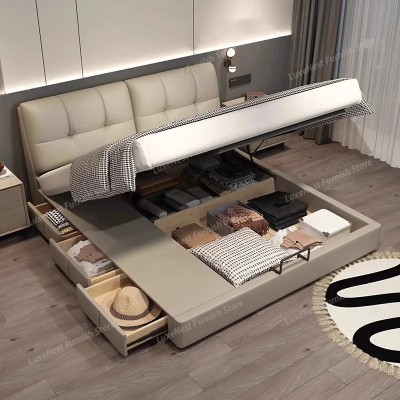 Barrier Accessories Double Bed Mattresses Stuff Luxury Bedroom Double Bed Headboards Loft Letto Matrimoniale Furniture Home