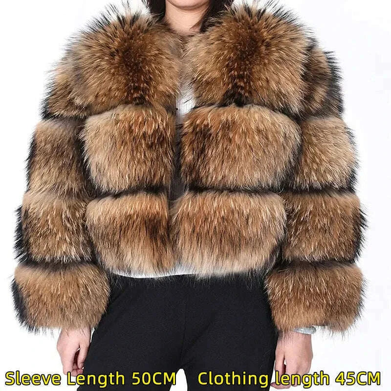 2024 maomaokong Super Hot Winter Women Luxury Thick Real Raccoon Fur Coat Natural Fox Fur Jacket Plus Size Jackets Female Vest