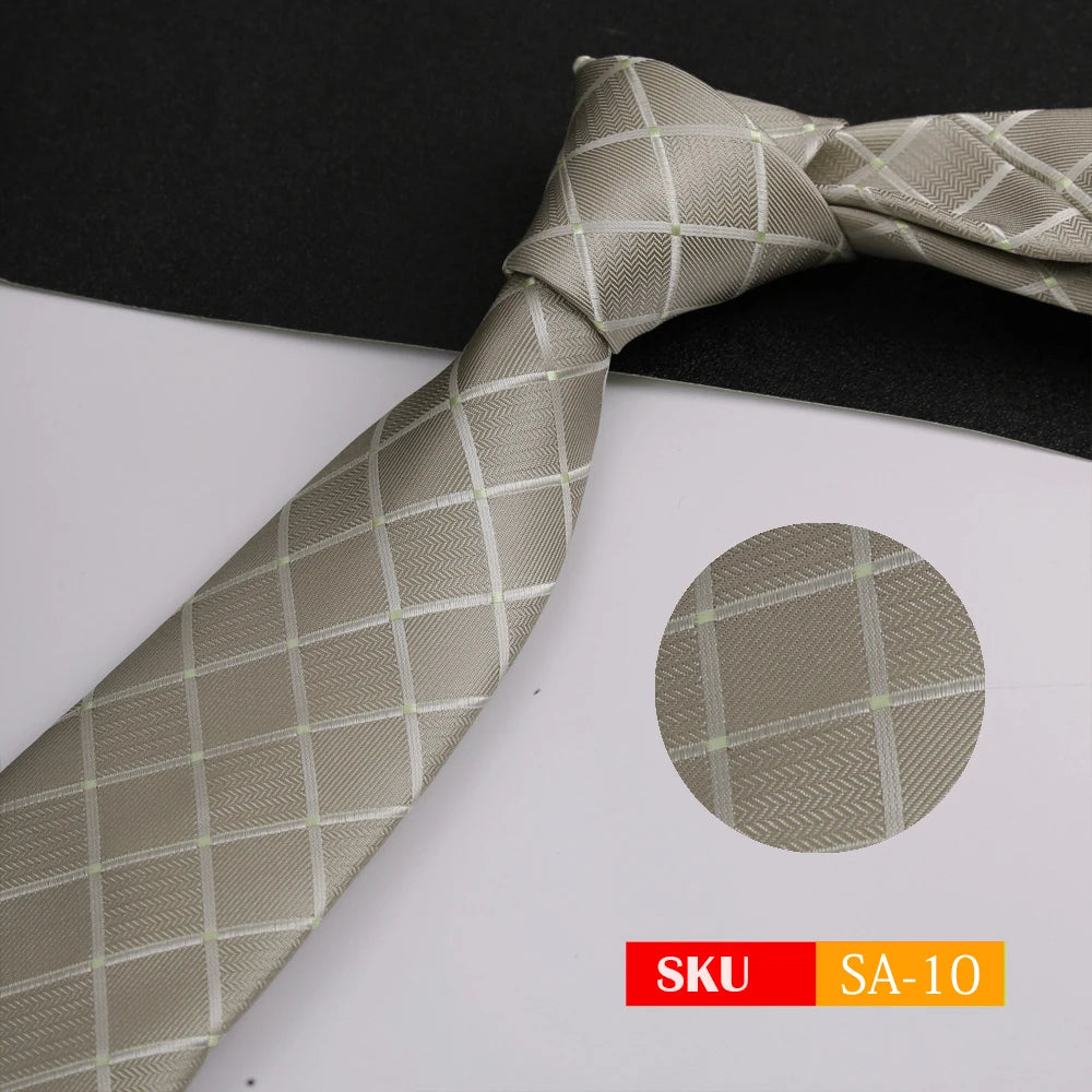 Luxury 8CM Mens Ties Necktie Solid Twill Stripes Plaids Ties For Man Groom Neck Tie For Business Party