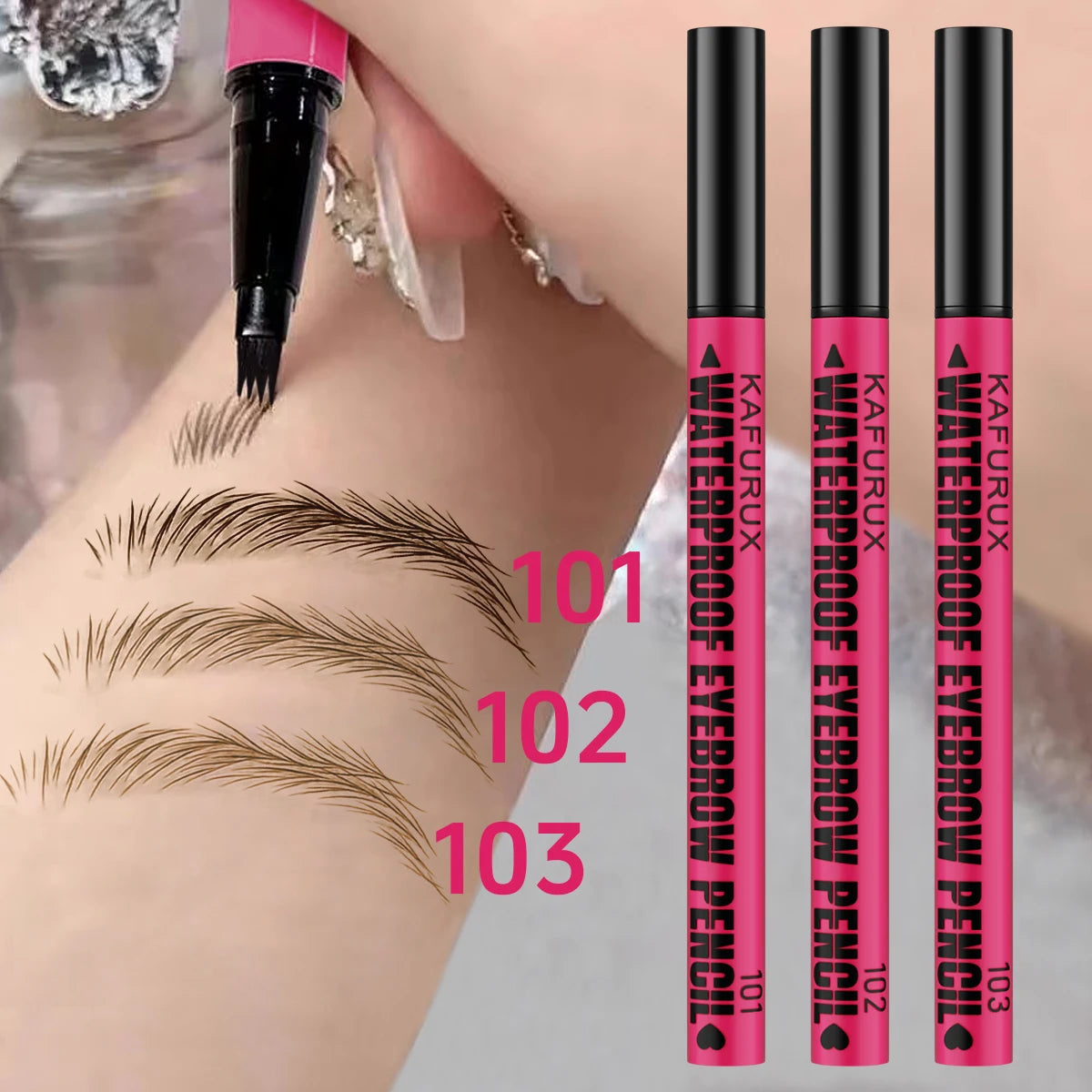 3-color Waterproof eyebrow pen, microblading eyebrow pencil with 4 split head, natural looking brows eye makeup cosmetics gifts