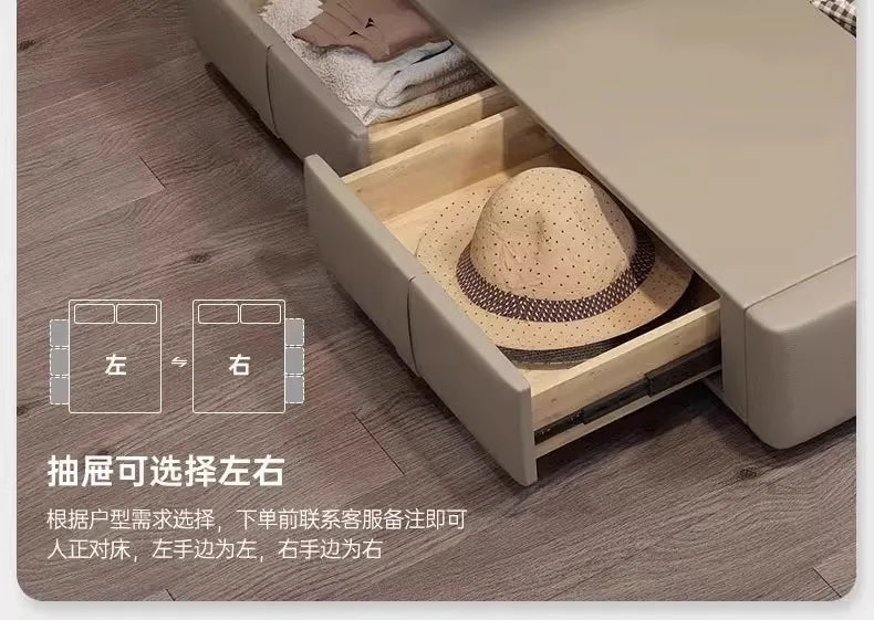 Storage Leather Double Bed Modern Minimalist Frame Luxury Double Bed Cheap Storage Camas Matrimoniales Bedroom Furniture...