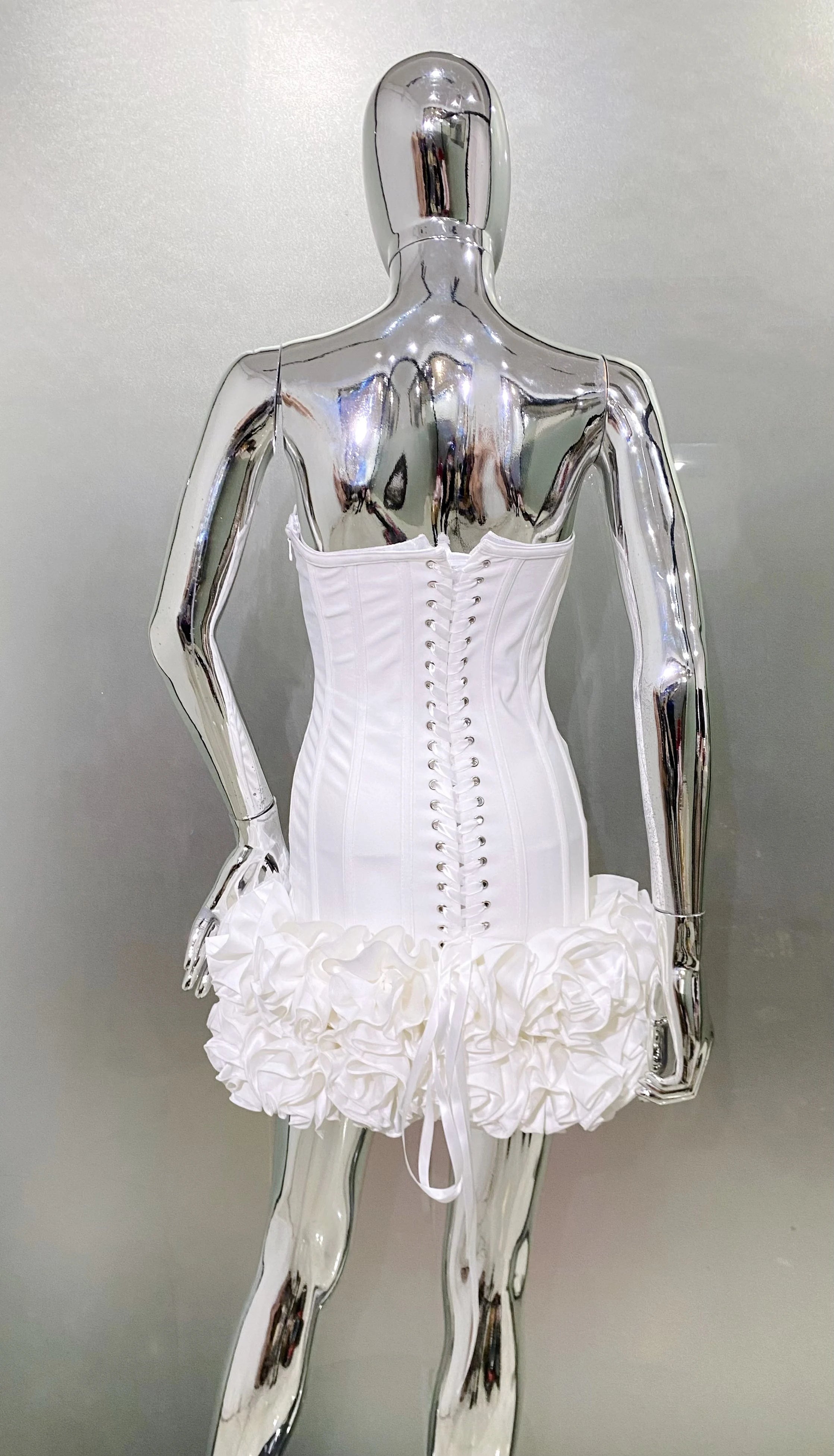 Red Color Women Sexy Strapless Ball Gown Mini Dress Celebrity Red Carpet Fashion Evening Party Celebrate Dress Wholesale