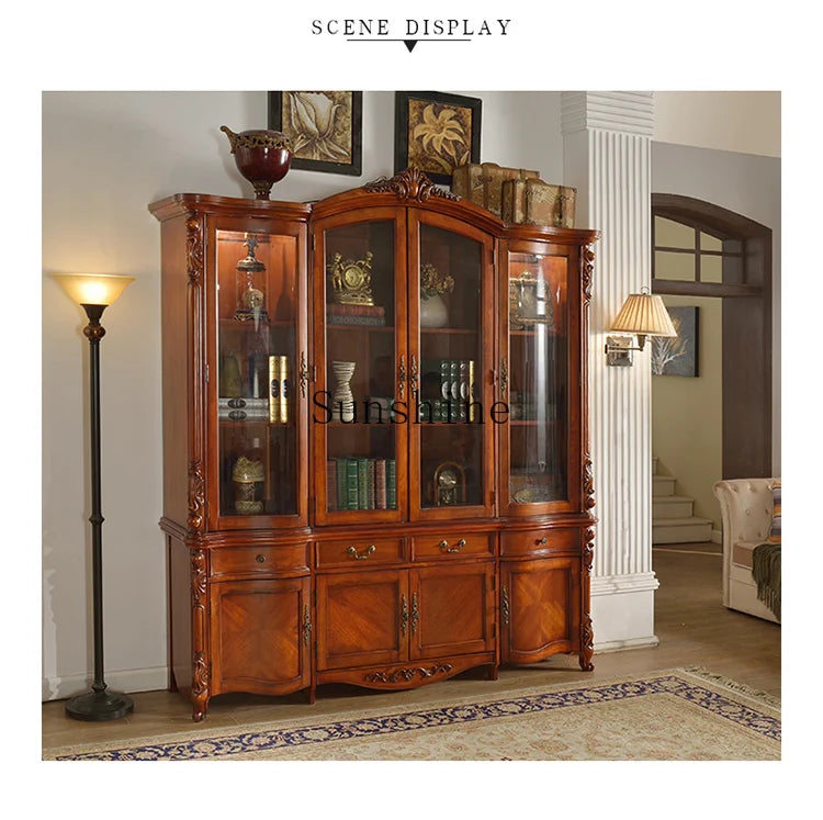 American solid wood four-door large bookcase large capacity shelf | Kimlud Mid Range Shelf