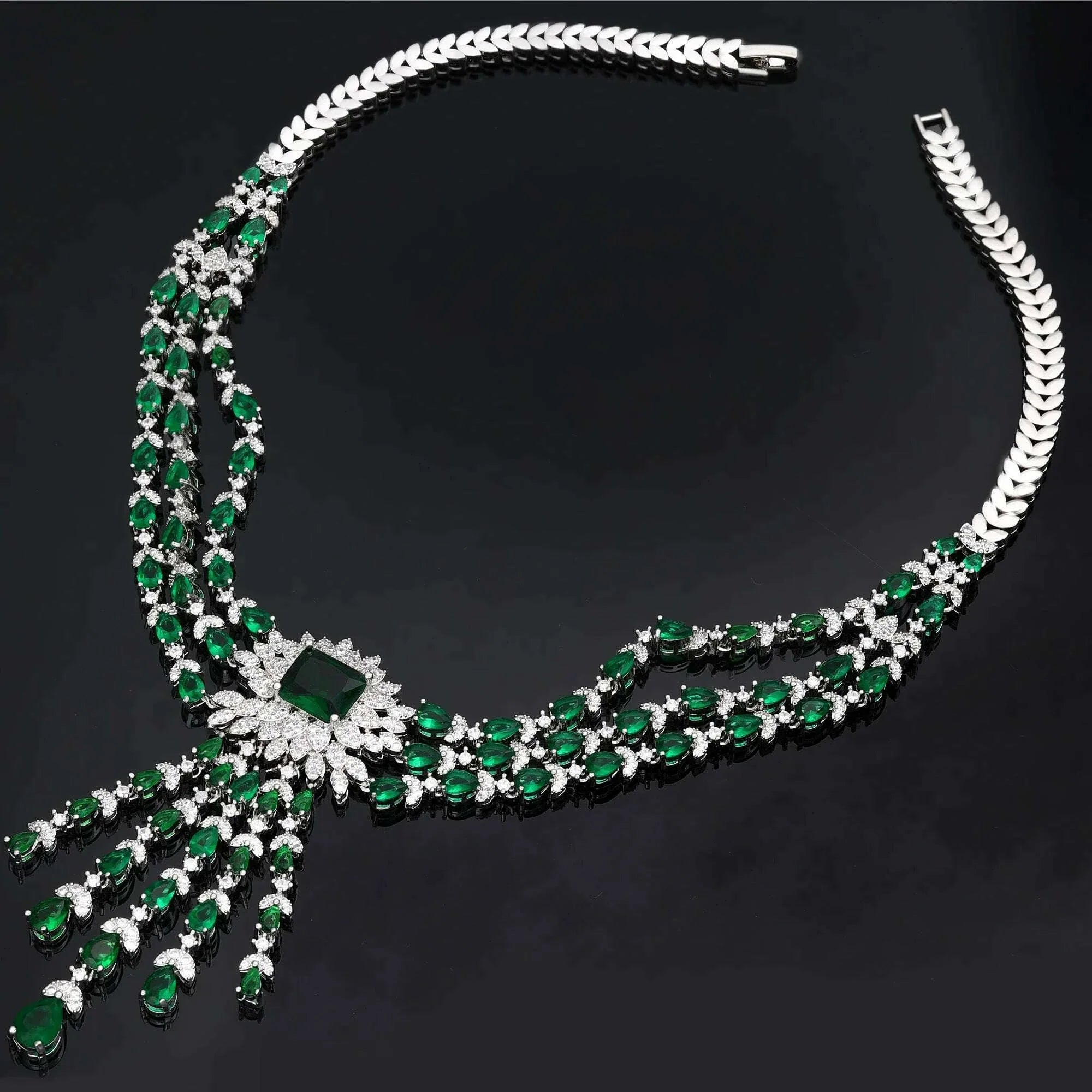 2024 Bridal Zirconia Full Jewelry Sets For Women Party 4pcs Luxury Dubai Nigeria CZ Crystal Wedding Necklace Sets