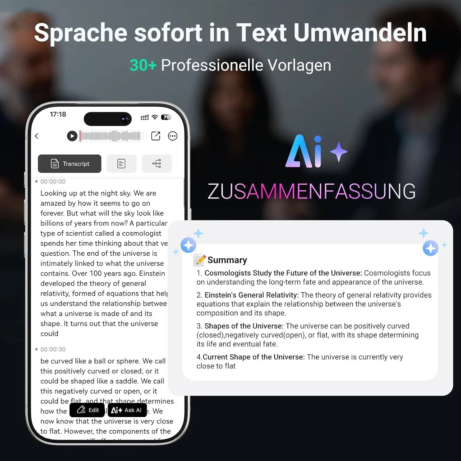 MECHEN 64GB AI Voice Recorder for Conference & Call 81 Languages Transcription & AI Summary, App Control, Unlimited Cloud, with