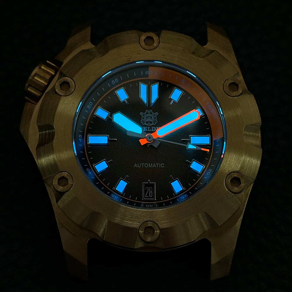 2025 New Arrival SD1942S STEELDIVE Brand 45MM Solid Bronze Case and Bezel Automatic Antique 1000m Waterproof Men Dive Watches - Kimlud