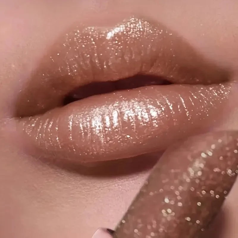 Glitter Pearlescent Lipstick, Waterproof Long Lasting Lip Color, Hydrating Plump Lips for Daily & Party Makeup