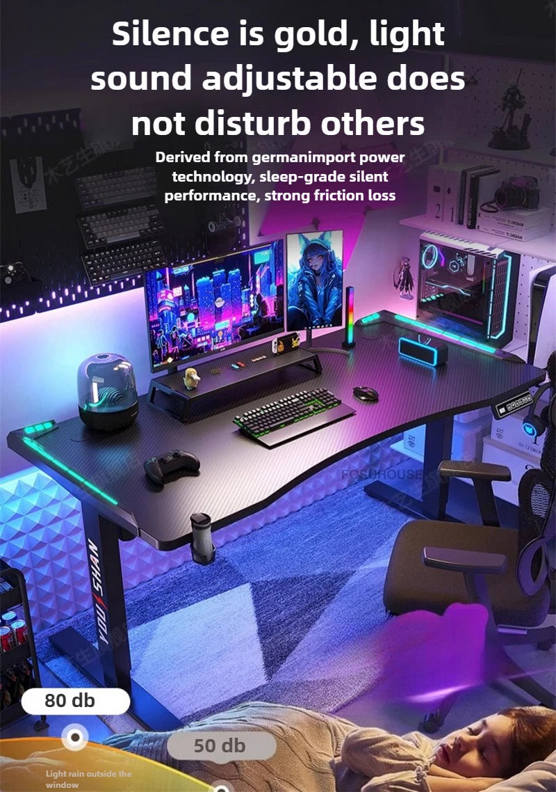 Electric Lifting Computer Desks for Bedroom E-sports Gaming Desk Minimalist Lifting Computer Table Household Student Study Desk