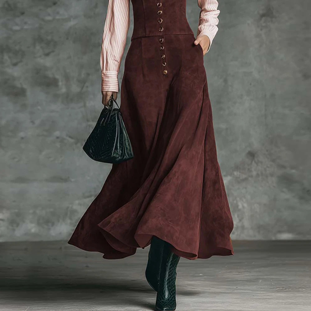 Women Elegant Light Pink Vertical Stripe Shirt Dress Chic High Waist Button Vintage Spring Maxi Dress Female Office Lady Dresses