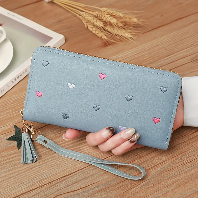 Women Long Wallets Purses Luxury Love Heart Wallets for Ladies Girl Money Pocket Card Holder Female Wallets Phone Clutch Bag