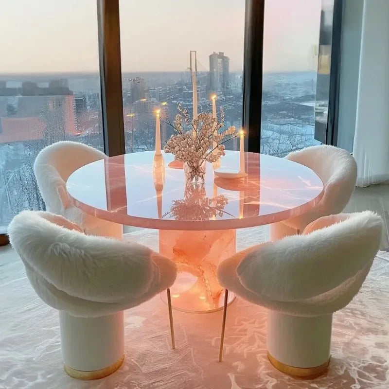 Square Ice Crack Onyx Luminous Coffee Table Tea Table for Bar Pub Restaurant 48'' 1200mm Back Lighted Translucent Furniture - Kimlud