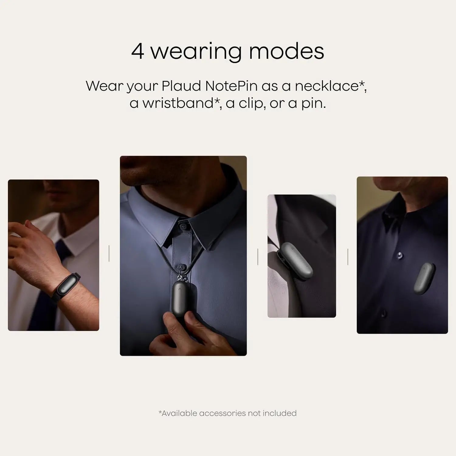 NotePin AI Voice Recorder, App Control, Transcribe & Summarize, 112 Languages, 64GB, Cosmic Gray