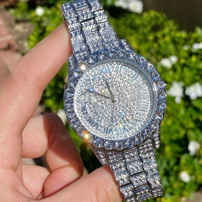 Luxury Full Diamond Watches For Men Top Brand Hip Hop Iced Out Arab Number Watch Men Fashion Steel Waterproof Clock Dropshipping