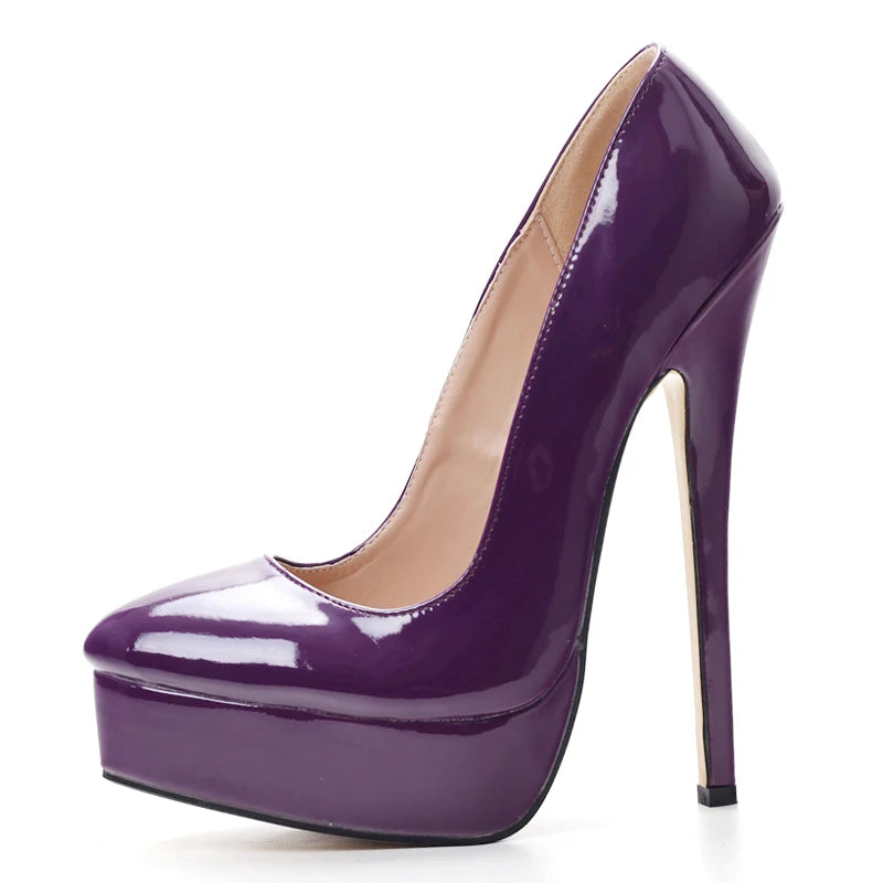 18cm High Heels Sexy Platform Boots Pointed Toe Pumps Party Shoes Plus Size 36-46