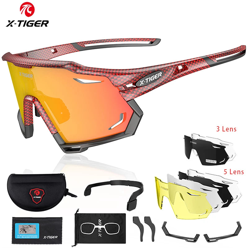 X-TIGER Cycling Glasses UV400 Photochromic Cycling Sunglasses Sports Polarized Men's Sunglasses MTB Racing Bike Glasses Eyewear