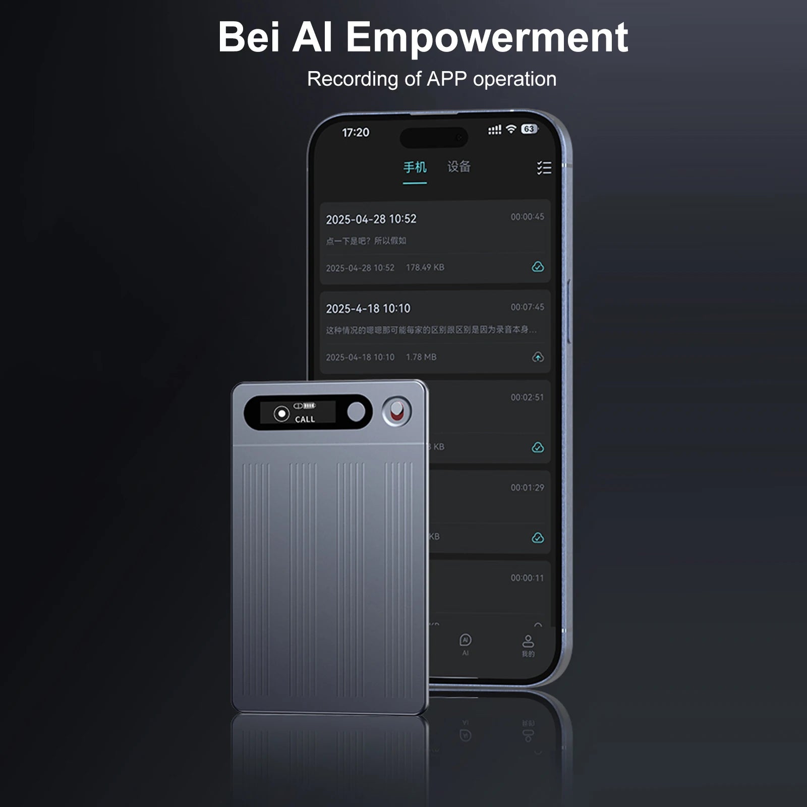 64G AI Voice Recorder Portable AI Notetaking Device with Case Transcribe & Summarize Audio Recorder Language Translation Device