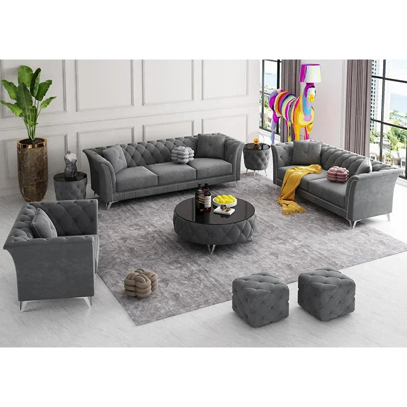 A Italian Design L Shape Corner Couch Living Room Luxury Sofa Set Home Furniture Modern Genuine Leather Chesterfield Sofa