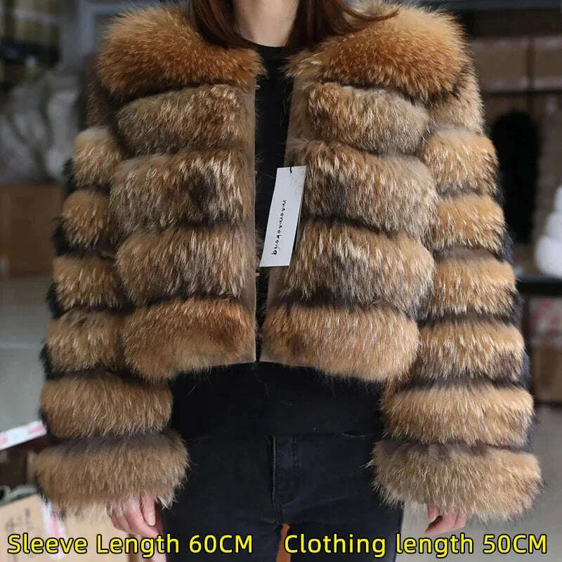 2024 maomaokong Super Hot Winter Women Luxury Thick Real Raccoon Fur Coat Natural Fox Fur Jacket Plus Size Jackets Female Vest