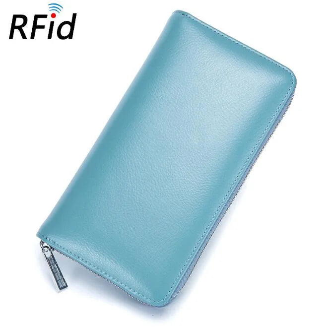 Men wallet genuine leather passport RFID long large capacity organ mobile phone multi function card holder unisex wallets