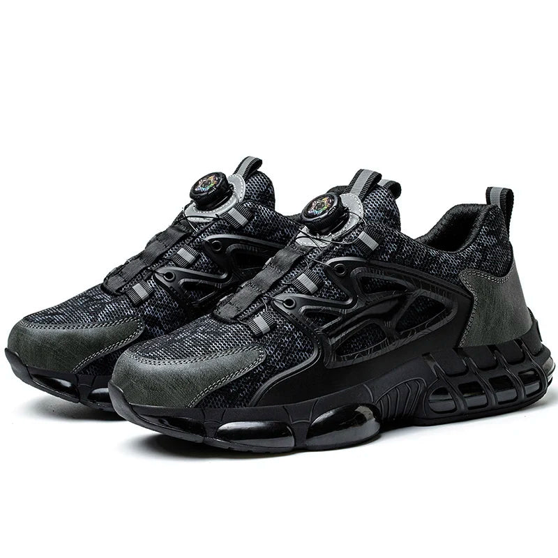 Rotating Button Safety Shoes Men Steel Toe Sneaker Air Cushion Work Shoes Man Puncture Proof Work Safety Boots Protective Shoes