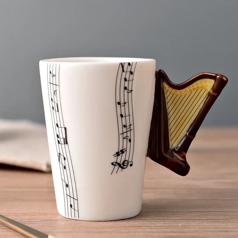 Novelty Music Note Cup Ceramic Guitar Coffee Mugs Personality Tea/Milk/Juice/Lemon Water Bottle Christmas Birthday Gift...