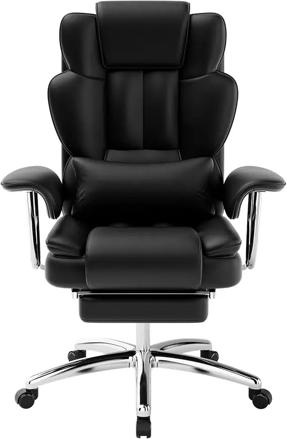 Warmiehomy 500LBS Heavy Duty Office Chair - PU Leather Big and Tall Executive Chair with Footrest, Ergonomic Reclining Computer