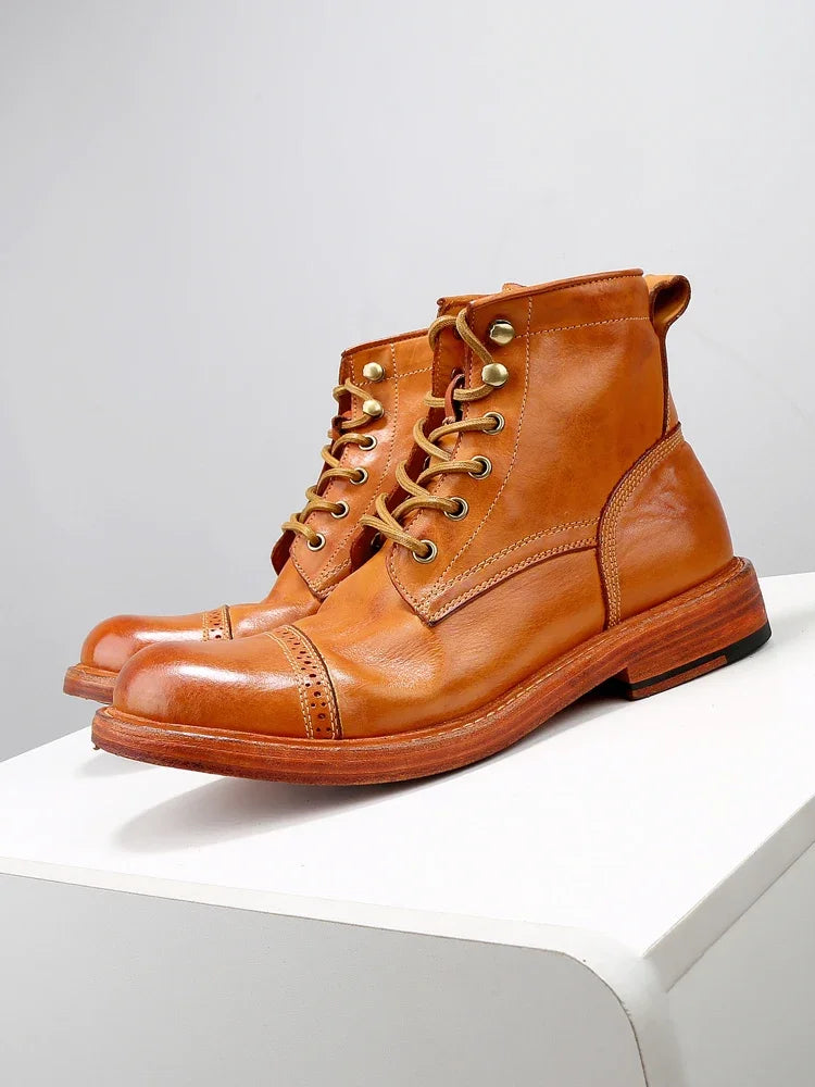 High End Handmade Goodyear-Retro Washed Men's Boots Casual Workwear Launched