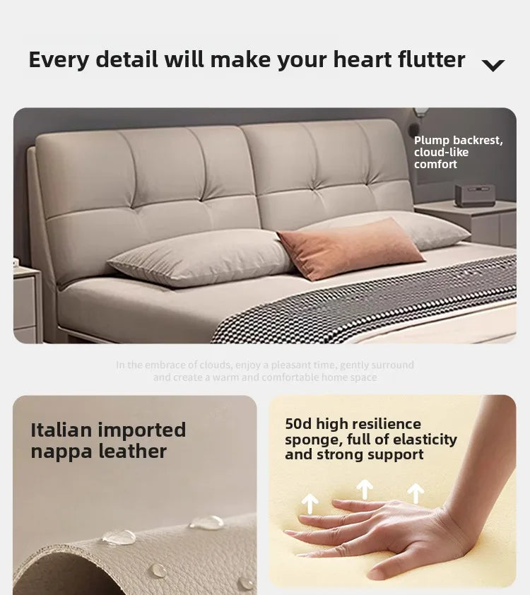 Soft package master bedroom, high-end and atmospheric storage with storage drawers, modern, simple and convenient double bed