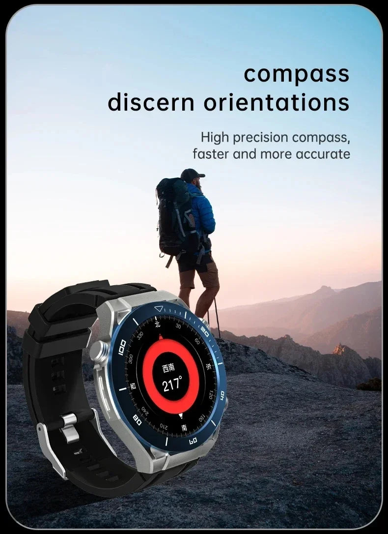 2025 NFC AMOLED Smart Watch Men Custom Dial Answer Call Sport GPS Track Compass IP68 Waterproof Smartwatch For Huawei Ultimate