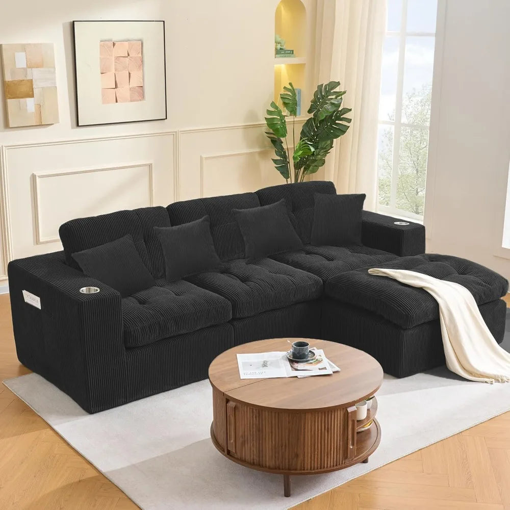 Modern 105 Inch Cloud Sectional Sofa, L-Shaped Comfortable 3 Seater for Living Room | Kimlud Luxury Chair