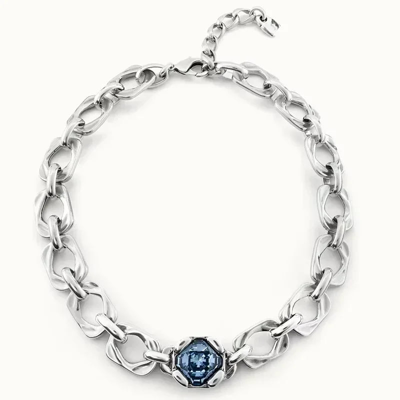 2025 Summer New Bestseller Shiny and Beautiful Blue Crystal Necklace, Women's Jewelry Gift