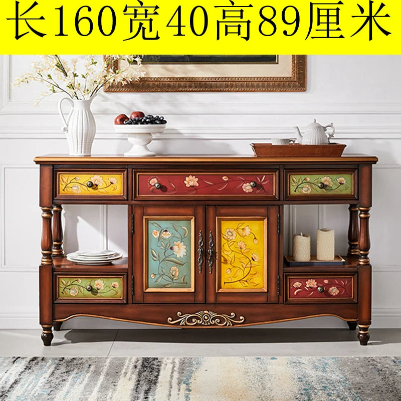 Side cabinet Solid wood American rural entrance cabinet Painted storage | Kimlud Mid Range Cabinet