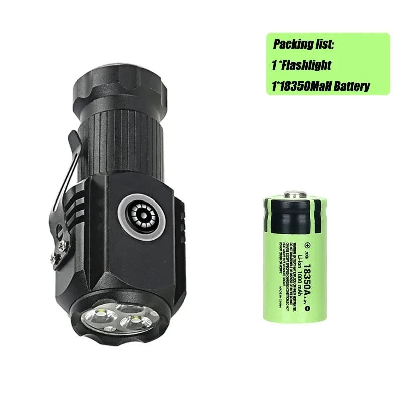 5000 MAH Powerful LED Flashlight Rechargeable Lamp Side Light Waterproof Tactical Lantern Handheld Torch Outdoor Camping Hiking