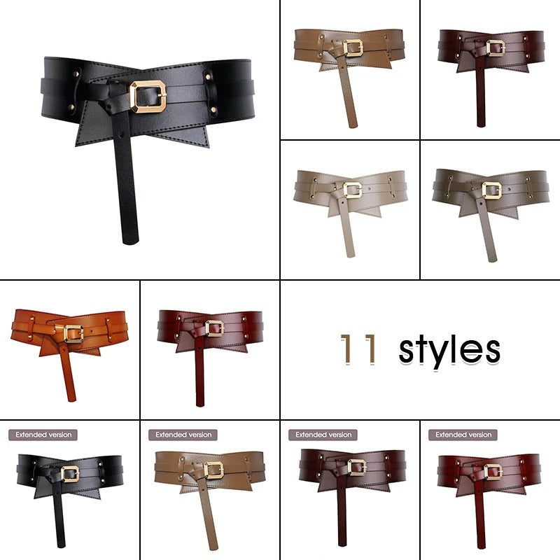 Medieval Leather Waist Belt Women Corset Wide Belts Girdle Belts Wide Cowhide Pin Buckle Waistbands For Dress Coat Decor