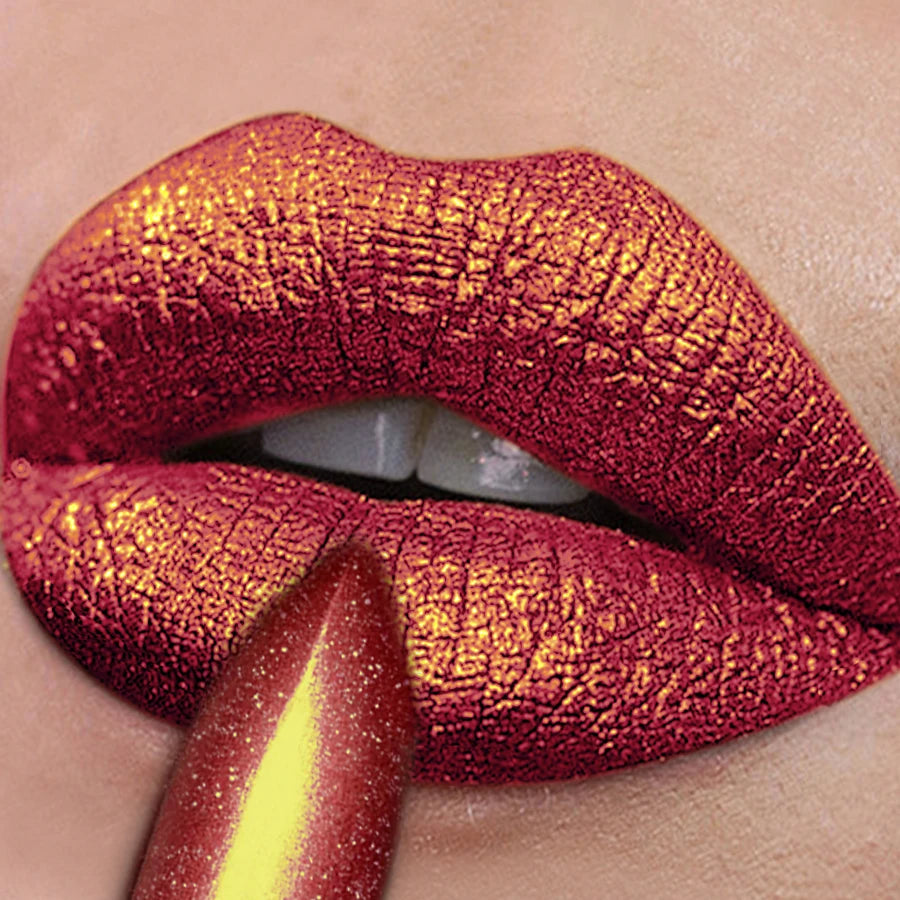 Matte Diamond Lipstick Waterproof Glitter Metallic High Lip Tint Pearlescent Pink Lip Makeup for Women Gift Cosmetic Lip Glaze